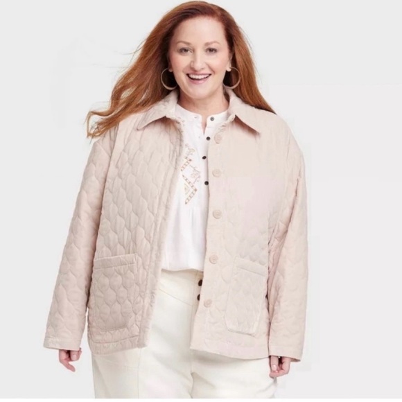 Knox Rose Women's Quilted Velour Jacket in Ivory - Picture 2 of 8